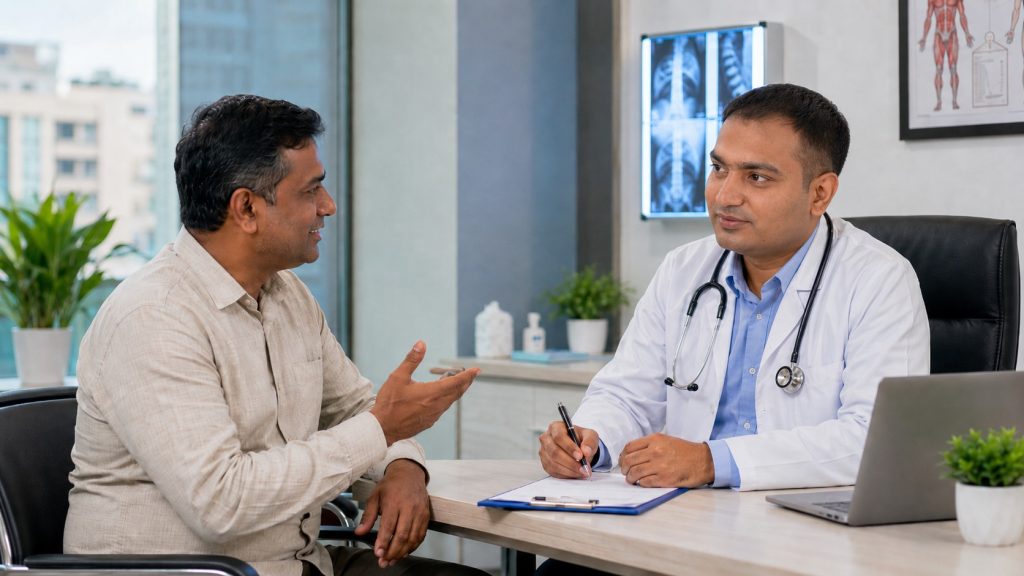Doctor-patient consultation in Dr office