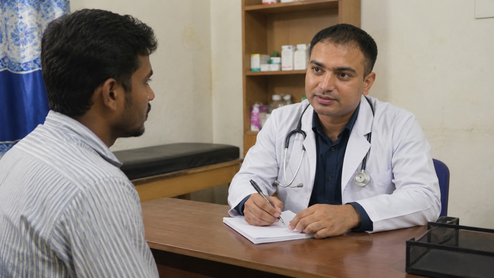 Doctor-patient consultation in clinic setting