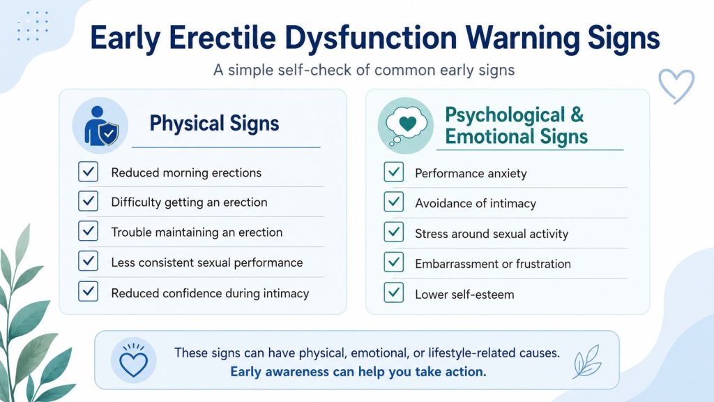Early signs of erectile dysfunction checklist