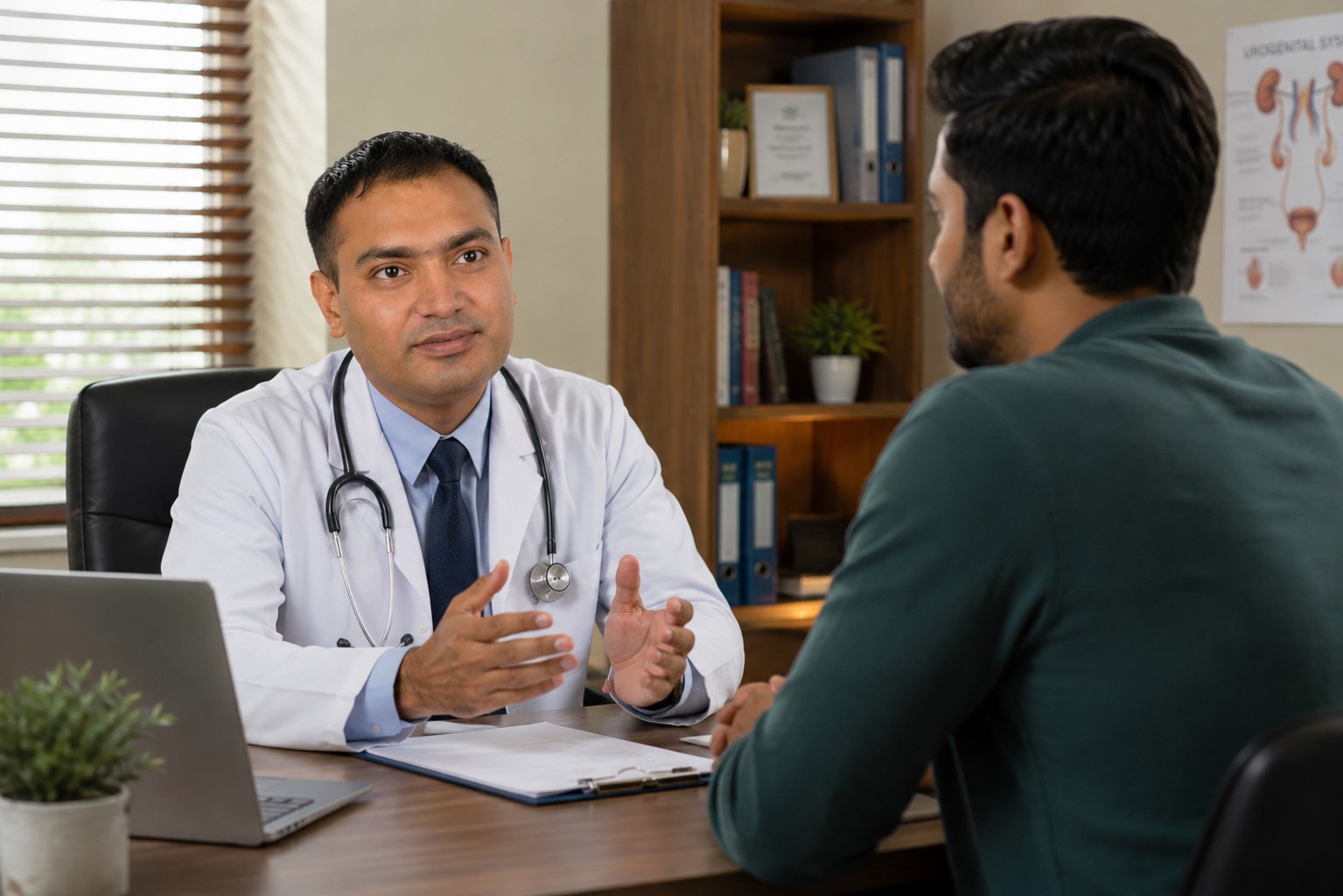 Doctor-patient consultation in a clinic