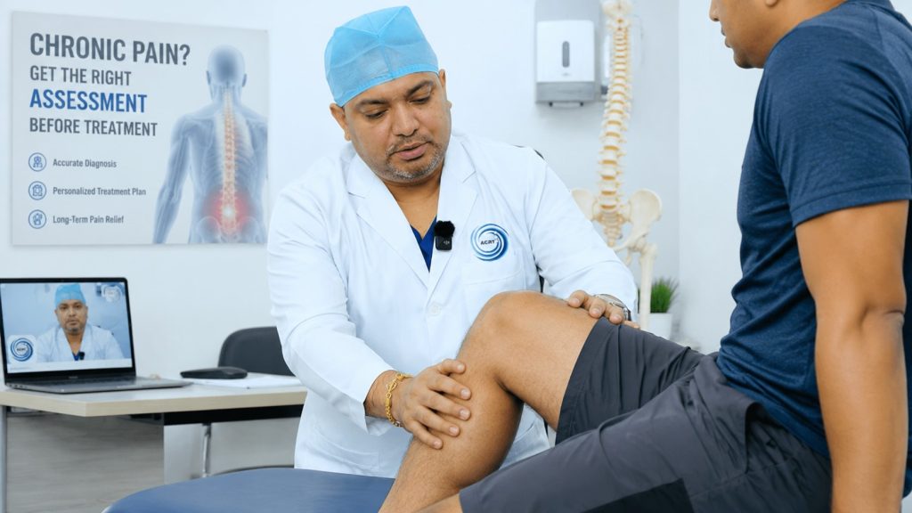 Knee assessment in a bright clinic