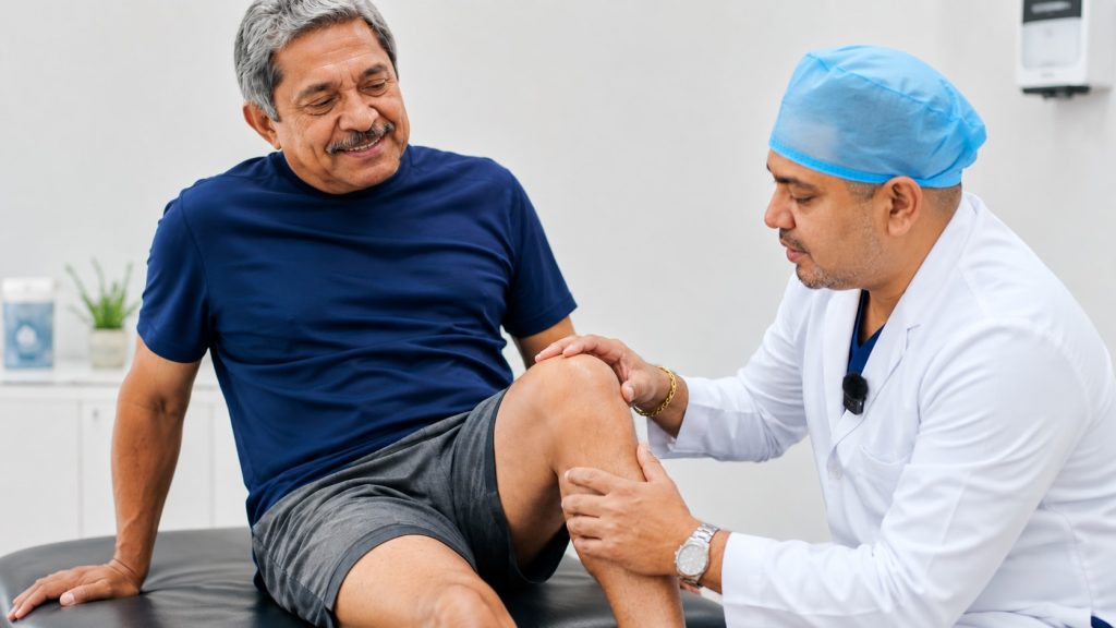 Knee exam in modern clinic setting