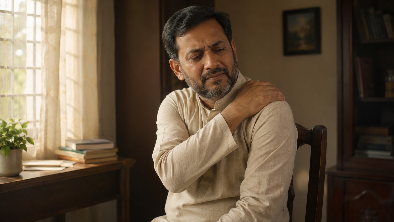 Man Massaging His Aching Shoulder